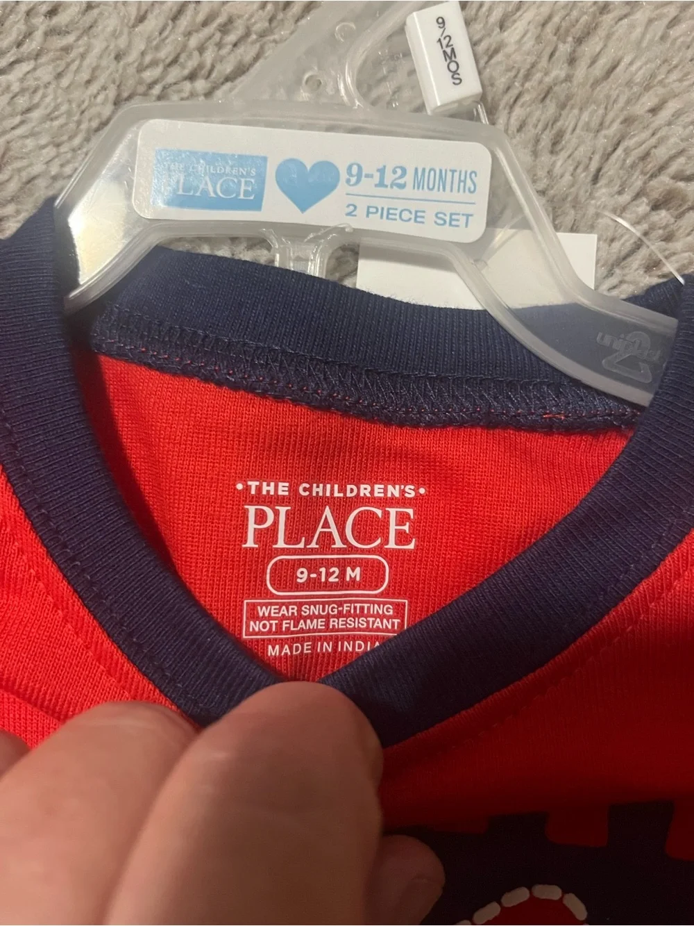 The Children's Place Red and Navy Baby Pajama Set